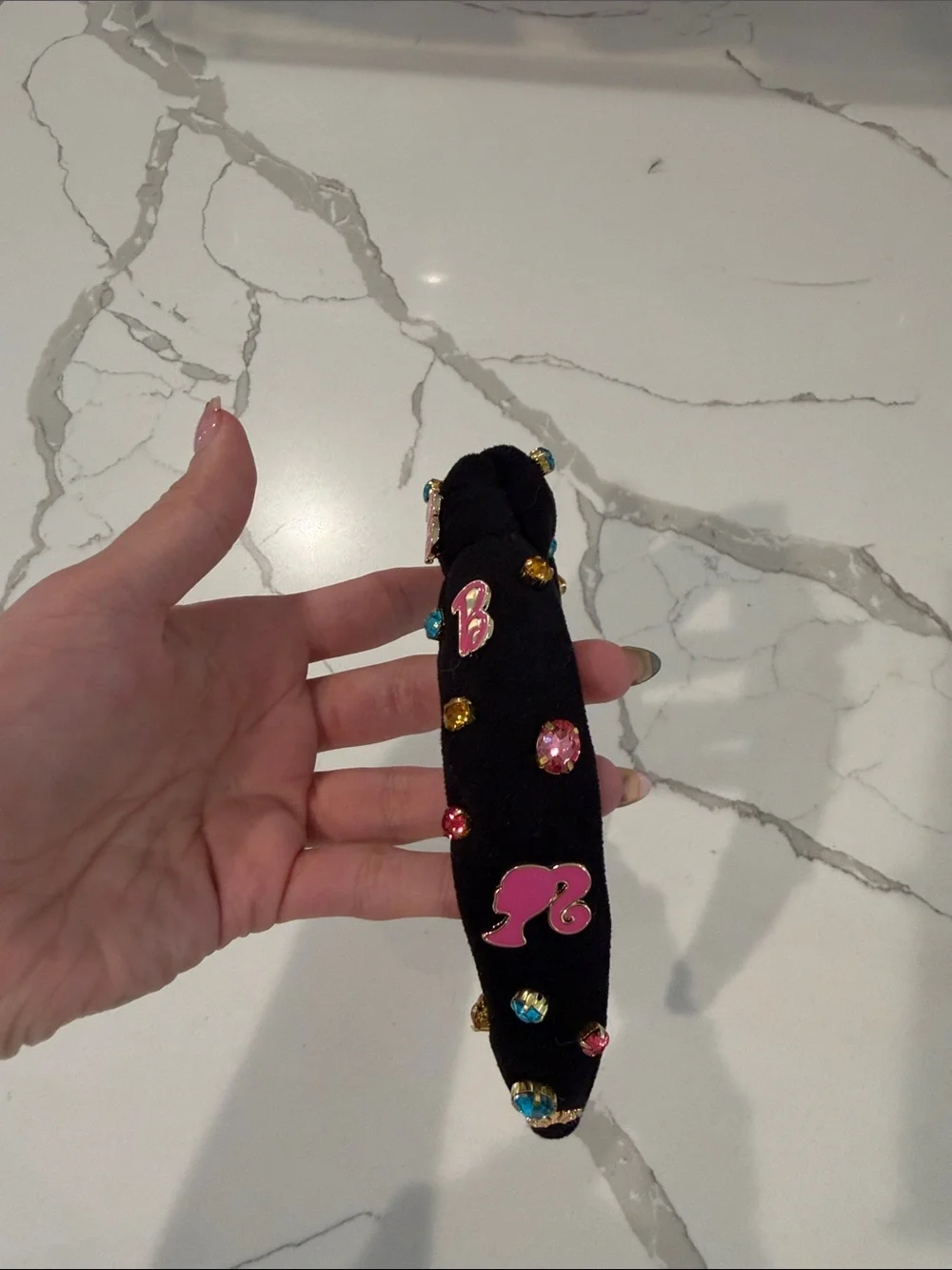 Lele Sadoughi x Barbie Jet Crystal B Knotted Headband